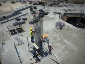 construction workers building on site