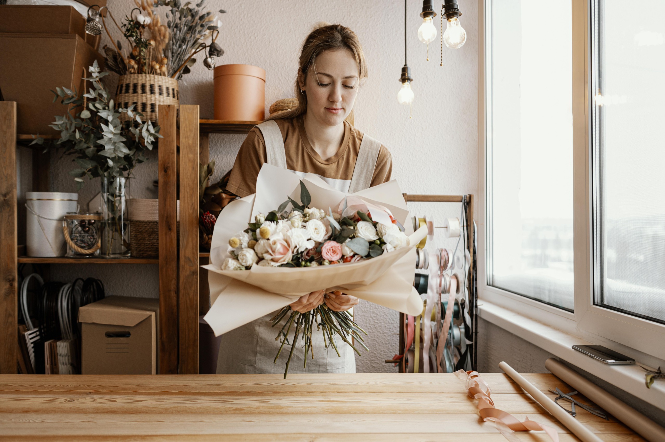 woman-making-pretty-floral-arrangement